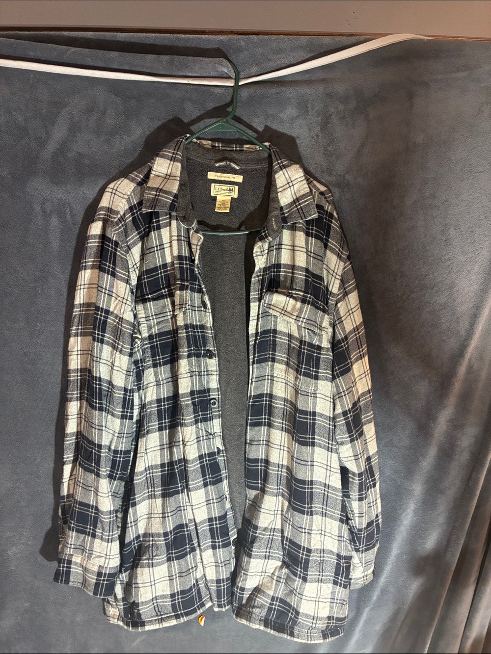 L.L. Bean Navy and White Plaid Lightweight Shirt Jacket